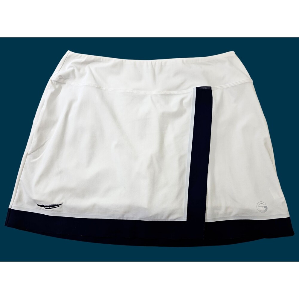 Foray L Golf Skort Skirt Shorts White Navy Colorblock Performance‎ Stretch EUC